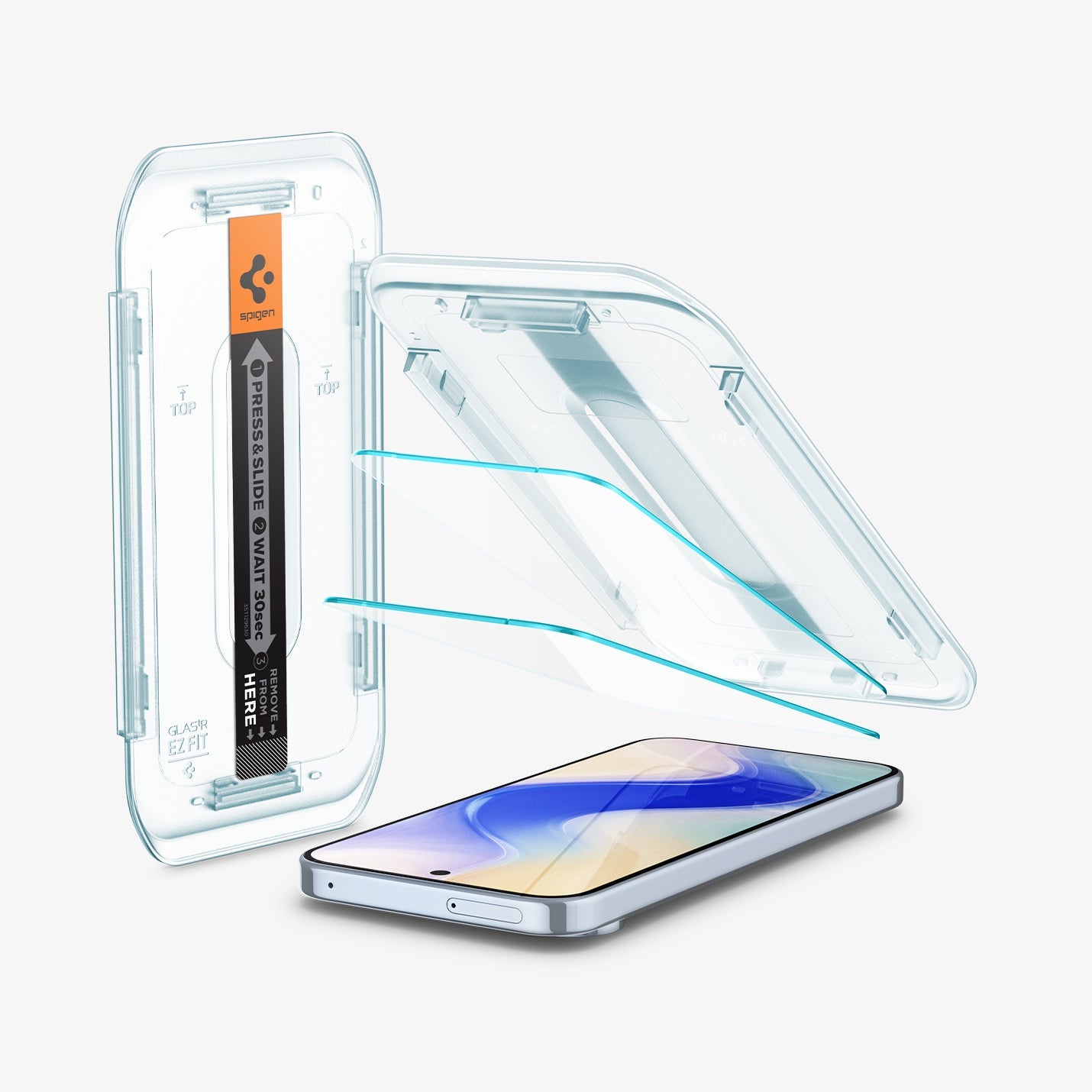 AGL08442 - Pixel 10 / Pixel 10 Pro GLAS.tR EZ Fit Screen Protector showing the device, screen protector, ez fit tray